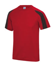 Load image into Gallery viewer, Cwmbran Town Contrast Red &amp; Black Performance Tech Tee with Club Logo
